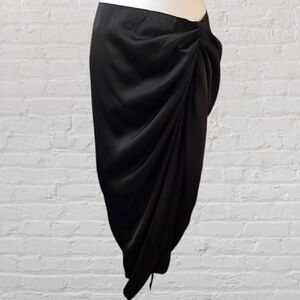 SHEIN Curve Black side slit skirt with back zipper gathered slinky material 0X